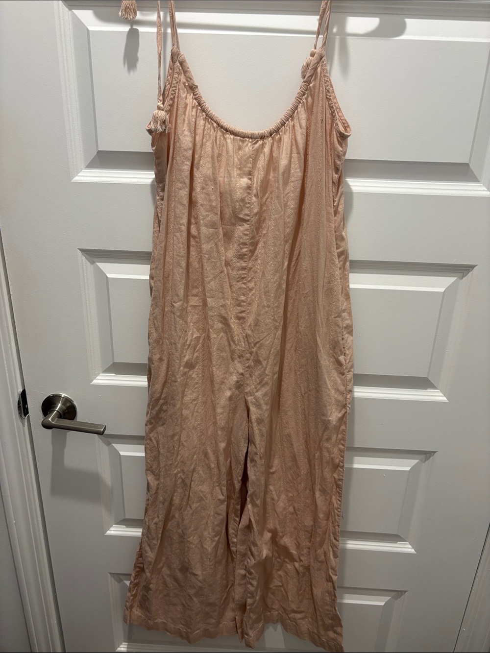 Madewell Blush Peach Spaghetti-Strap Jumpsuit